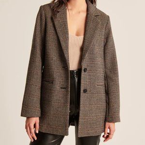 TALL Plaid Wool Blend Blazer Coat